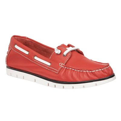 Red leather 'Silverio' boat shoes